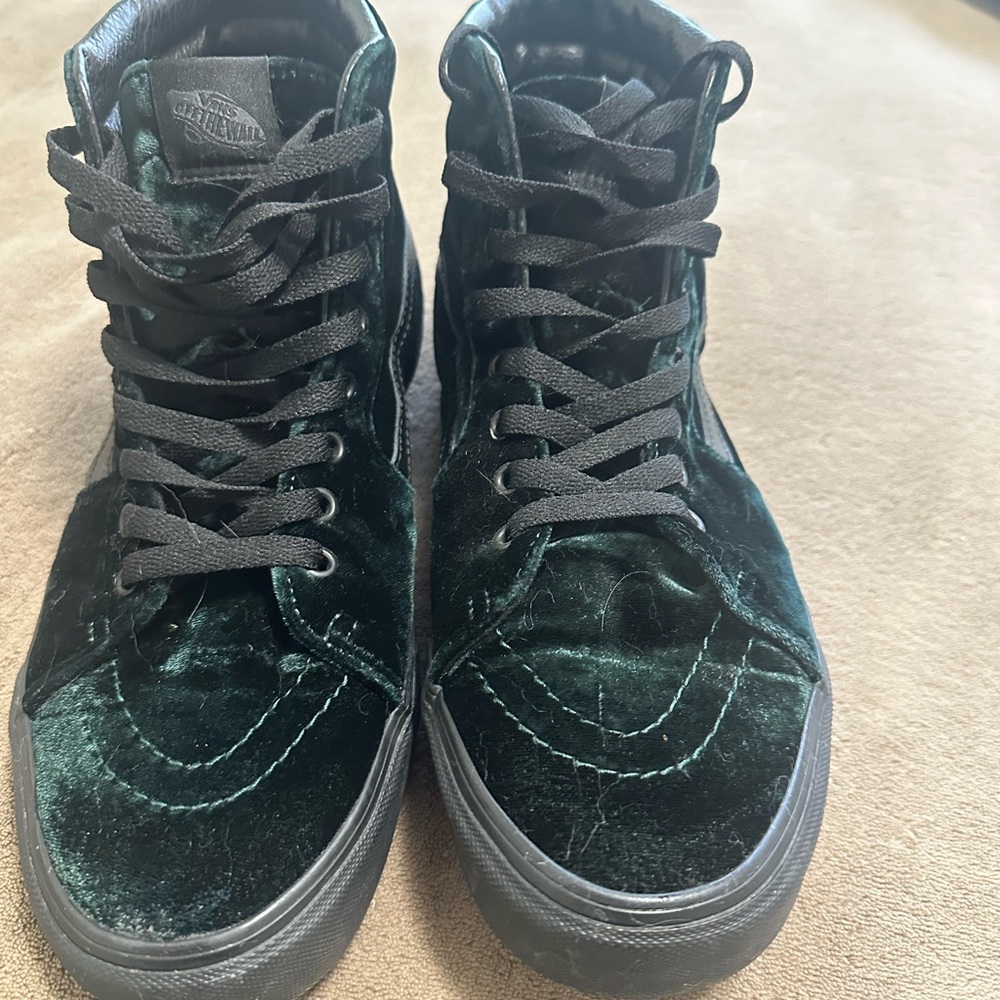 Vans Green Velvet High-Top Sneakers
